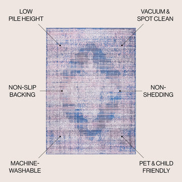 Regis Bohemian Medallion Washable Area Rug
